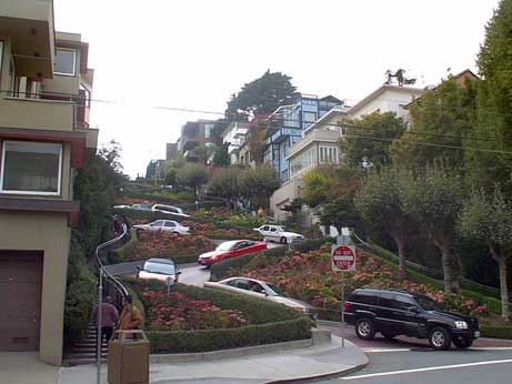 La très célèbre Lombard Street, la rue la plus sinueuse au monde!